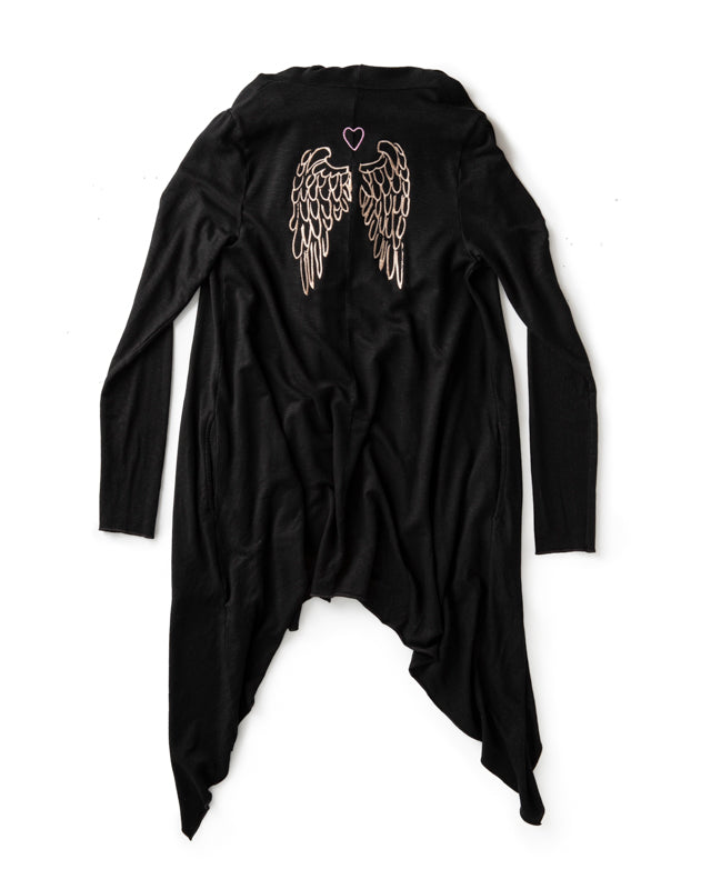 Organic Eucalyptus Angel Wings Cape- He Will Shelter You in Classic Black