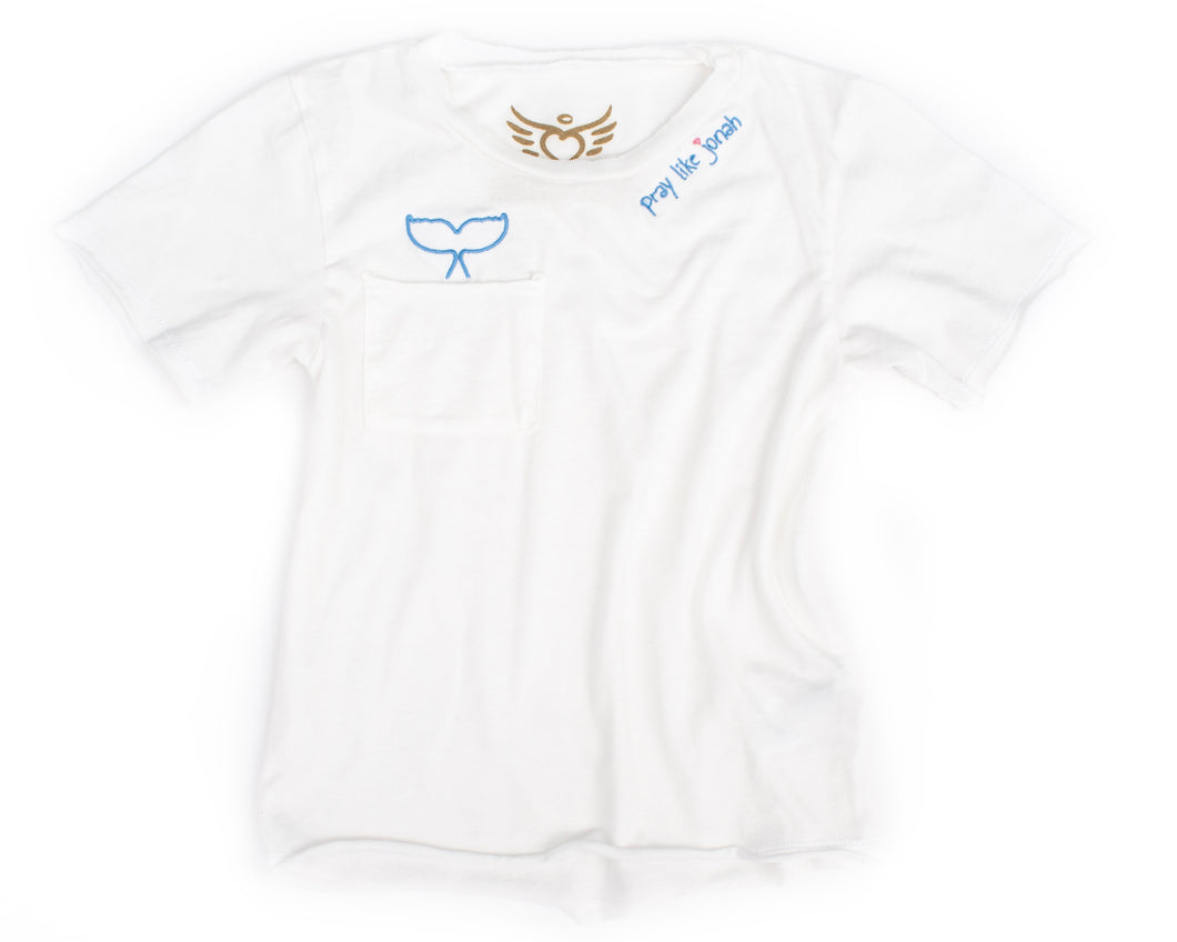 Toddler Organic short sleeve tee- embroidered with whale tail