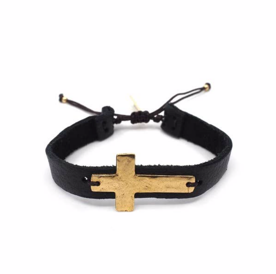 Leather Cross- Unisex Bracelet