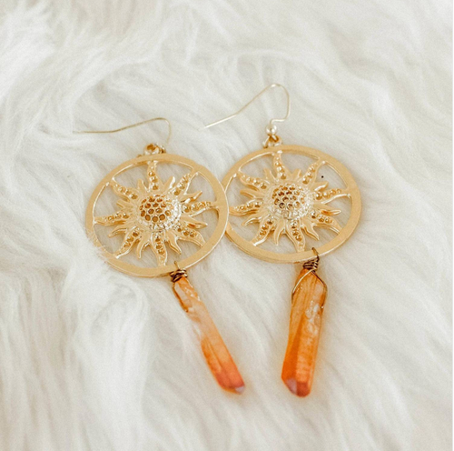 Shine Earrings- Orange Quartz