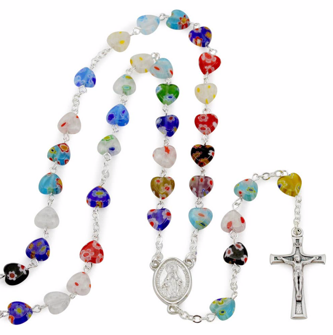 Murano Glass Heart Rosary